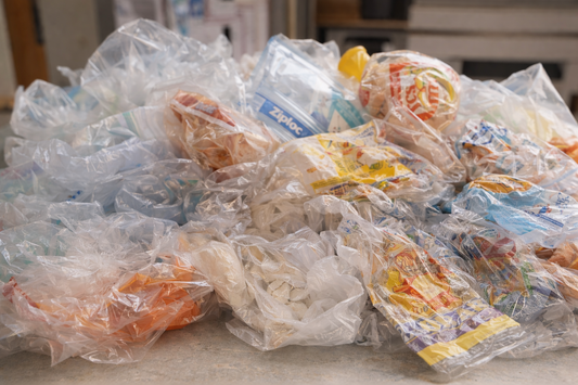 oft plastic packaging including grocery bags bread bags and plastic film collected for recycling