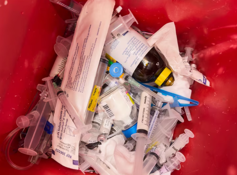 Plastic waste from a clinic