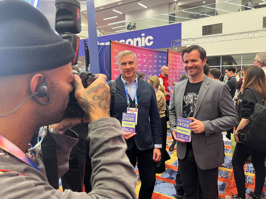 Clear Drop team discussing practical household waste solutions at CES 2026 exhibition